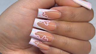 Simple Valentine’s Day Nails | Chrome French Tip + Easy Nail Art | Acrylic Nails Tutorial