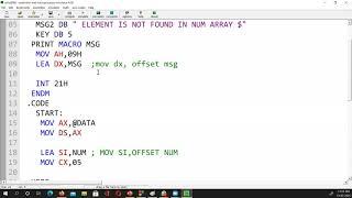 8086 assembly language : linear search arrays