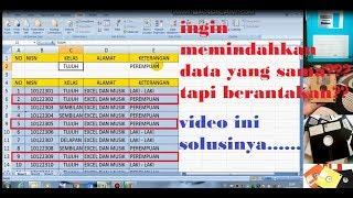 Memisahkan data yang sama di excel - data excel tidak berarturan