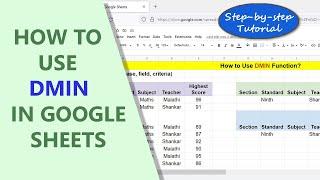 Google Sheets DMIN Function | Extract Minimum Value from Database based on Conditions | Tutorial