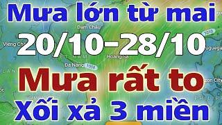 Tin mưa lớn | Dự báo thời tiết mới nhất ngày mai 20/10/2024 | thời tiết 7 ngày tới | tin bão