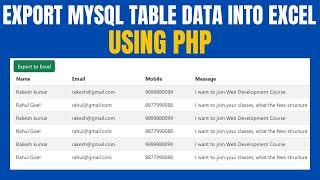 PHP Excel Export | Export Data to Excel in PHP | Export MySQL table Data into Excel in PHP