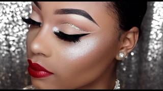 VALENTINE'S MAKEUP TUTORIAL | RED LIPS & GLITTER CUT CREASE | WOC