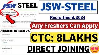 JSW STEEL PLANT RECRUITMET 2024 | FRESHERS | CTC: 8 LAKHS| JOB VACANCY 2024 | LATEST MNC JOBS | MNC