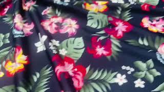 Floral Print Nylon Lycra Spandex Fabric 4 Way Stretch by Yard for Swimwear