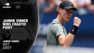 Jannik Sinner Wins Chaotic Point Against Daniil Medvedev | 2024 US Open