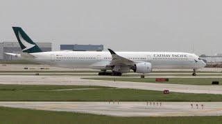 DO THEY NEED MORE PRACTICE? Cathay Pacific Airbus A350-1000 Departs Chicago O'Hare on Runway 10R