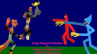 Huggy Wuggy And BanBan Vs Fleegle And Willy Weasel (With Godzilla X Kong Reference)