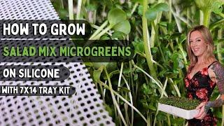 Grow Microgreens at Home: Easy Soilless Method with Silicone & 7x14 Tray Kit -Salad Mix Microgreens