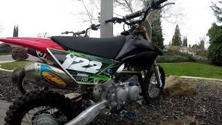 Klx 110 warm up- stock and full mod