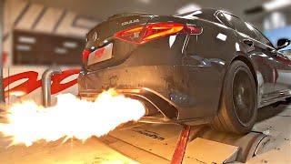 Alfa Romeo Giulia QV with Akrapovic Exhaust & CRAZY Pops and Bangs Tune | Feat. Mad FLAMES  