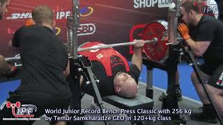 World Junior Record Bench Press Classic with 256 kg by Temur Samkharadze GEO in 120+kg class