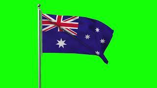 Green Screen Australia Waving Flag With Pole 4K #Australia