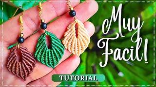 Aros Hoja  Como hacer ARETES de MACRAMÉ en forma de hoja | Tutorial Paso a Paso