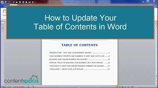 How to Update Table of Contents in Word