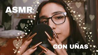 ASMR CON UÑAS MUY LARGAS (nail tapping, mic touching, susurros)