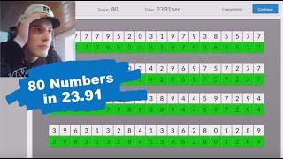 80 Numbers memorized in 23.91 seconds [Memory League]