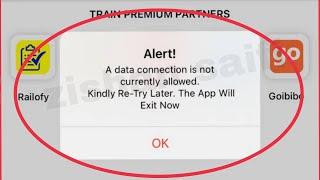 IRCTC Rail Connect Fix A data connection is not currently allowed kindly re-try later app Problem