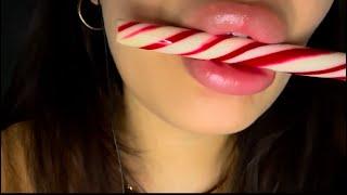 Asmr Eating Candy Cane| Mouth Sounds| It broke 