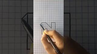 Letter "N" 3D Draw #shorts #3d #drawing #howtodraw #tutorial