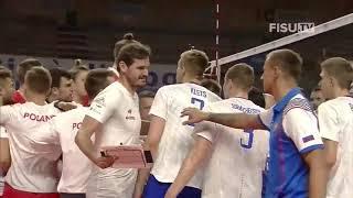 Стычка волейболистов сборных России и Польши на Универсиаде-2019