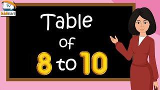 Table of 8 to 10 | multiplication table of 8 to 10 | rhythmic table of Eight to Ten | kidstart tv