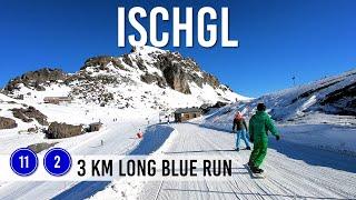 3 km long run via blue pistes 11 and 2 in Ischgl Samnaun