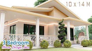 SMALL AND MODERN HOUSE DESIGN | 10 X 14 METERS WITH 3 BEDROOM | 3D FLOOR LAYOUT