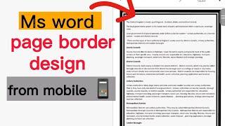 how to add page border on Ms word from mobile||