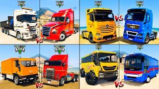 EuroMan Truck vs Mercedes Truck vs Service Truck vs Hauler Truck - GTA 5 Cars Which mod is best?