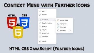 Context Menu with Feather Icons - HTML CSS JavaScript (Feather Icons)