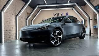 Бронирование кузова Tesla 3 матовой полиуретановой плёнкой, бронирование оптики и тонировка стекол