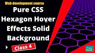 web designing CSS course  ||Pure CSS hexagon hover effects solid background  || CLASS 4