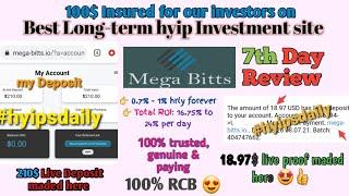 210$ deposite in mega-bitts.io | Trusted long-term hyip site 2021 | 18.97$ proof | 6 day #hyipsdaily