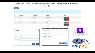 PHP PDO CRUD (Create Read Update and Delete) with Bootstrap 5 Modal