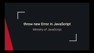 Throw new Error() in JavaScript