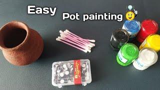 Easy Pot Painting Ideas Using EarBuds and Bindi | DIY Pot Painting Ideas @devoartsandcrafts4787