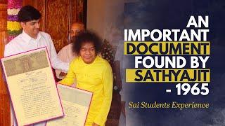 An Important Document found by Sathyajit - 1965 | Revealing Document of Sathya Sai