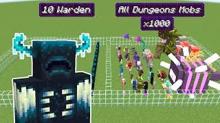 x10 warden vs all dungeons mobs x1000 | Minecraft Mob Battle