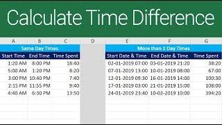 Calculate Time Difference in Excel