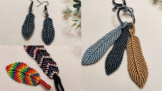 How to make Macrame feathers | DIY Handmade Macrame Feathers earrings | Macrame keychain