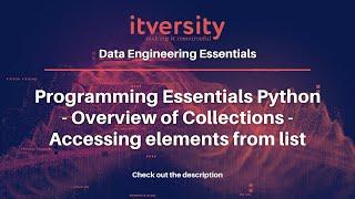 Programming Essentials Python - Overview of Collections -  Accessing elements from list