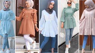 Hijab with short shirt and jeans for muslims girls ideas || How can we wear hijab ideas.