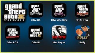 GTA Mobile: GTA: San Andreas,Grand Theft Auto: Vice City,Chinatown Wars,Liberty City Stories,GTA 3