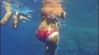 HORNY GIRL IN WHITE BIKINI SWIM SLOW MOTION