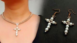 How To Make//Beaded Cross Necklace//Christmas Jewelry Tutorial// Useful & Easy