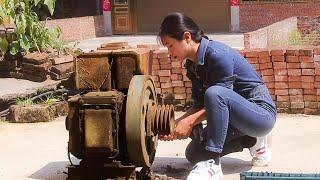 Genius Girl Repairs An Irreparable Diesel Engine For The Contractor, Shocked All!