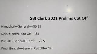 SBI CLERK 2021 STATEWISE CUT OFF | SBI CLERK 2021 PRELIMS CUT OFF | SBI CLERK 2021 PRE CUT OFF
