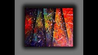 Colorful Abstract Painting / Fun With Acrylics / Creating Textured Surface With Random Tools