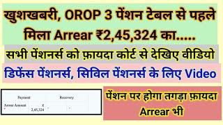 खुशखबरी, OROP 3 पेंशन टेबल से पहले मिला Arrear, मिला फ़ायदा #pension #orop2#arrear #orop3 #orop